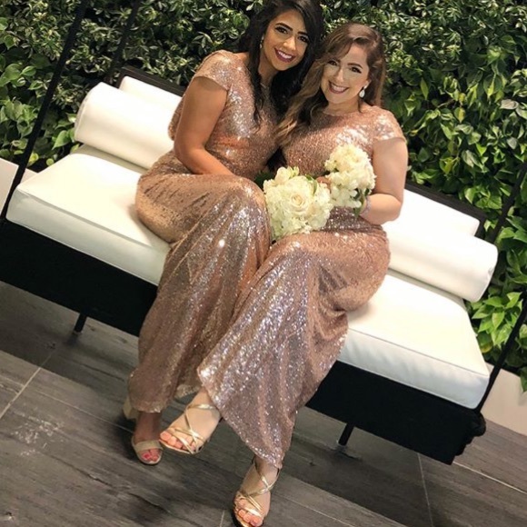 Gold draped back mermaid prom dress - Picture 5 of 8